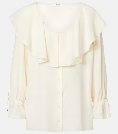 Chloé Ruffled Silk Georgette Blouse In White