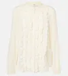 Chloé Silk Shirt With Delicate Lace Panel In Weiss