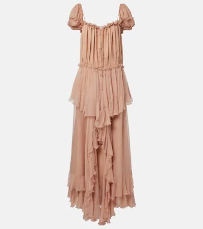 Chloé Ruffled Silk Gown In Multi