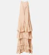 Chloé Silk Georgette Long Dress In Creamy Beige