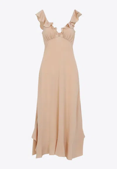 CHLOÉ RUFFLED SILK MAXI DRESS