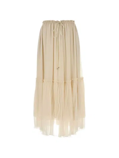 Chloé Ruffled Silk Maxi Skirt In Neutral