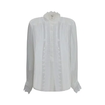 Chloé Ruffled Silk Muslin And Lace Blouse