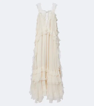 Chloé Ruffled Silk Muslin Maxi Dress In Animal Print