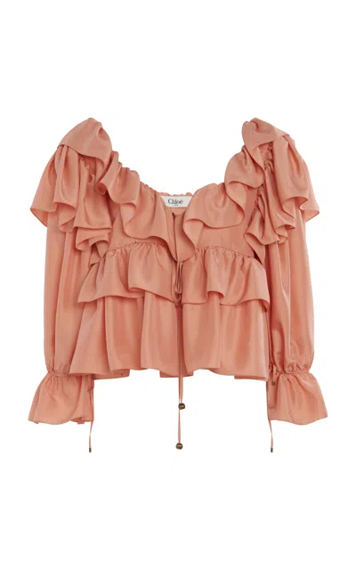 CHLOÉ RUFFLED SILK POPLIN TOP