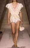 Chloé Ruffled Silk-satin Jumpsuit In White