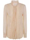 Chloé Ruffled Silk Shirt With Sheer Elegance In Neutral
