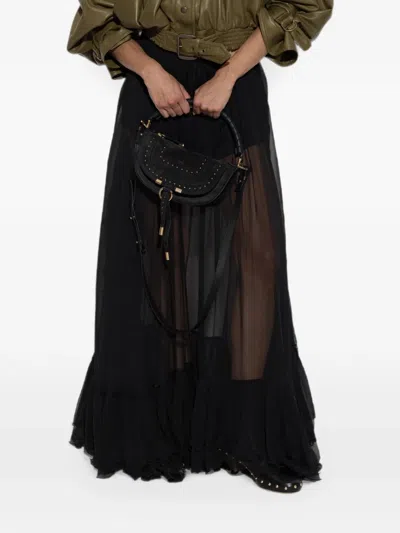 Chloé Ruffled Silk Skirt In Black