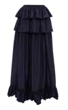 Chloé Ruffled Silk Taffeta Maxi Skirt In Navy