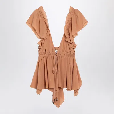 CHLOÉ CHLOÉ RUFFLED SILK TOP