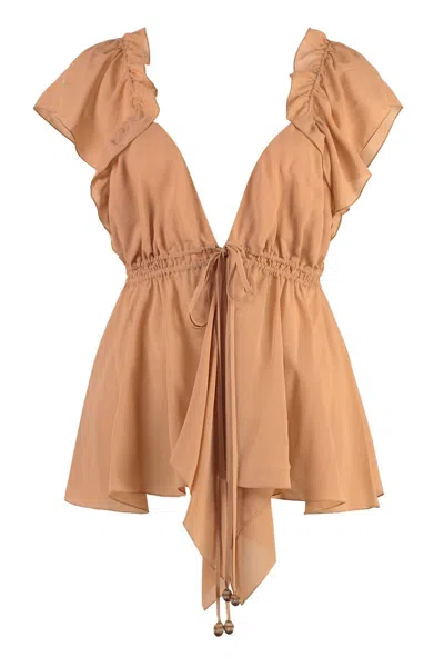 CHLOÉ CHLOÉ RUFFLED SILK TOP