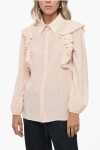 Chloé Crepe Button-down Blouse With Shoulder Ruffles