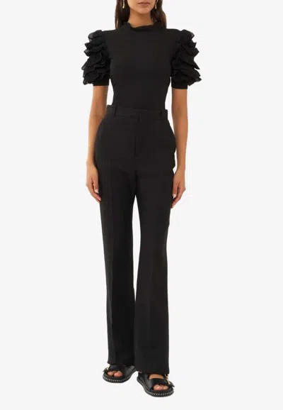 Chloé Ruffled-sleeve Top In Black