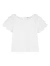 Chloé Ruffled Sleeve Top In White