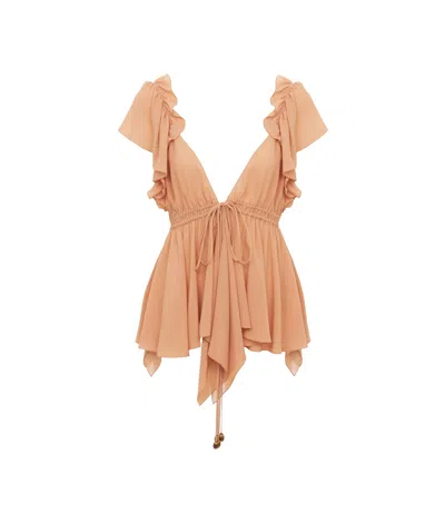 CHLOÉ RUFFLED SLEEVELESS SILK BLOUSE