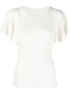 Chloé Ruffled-sleeves Knitted Top In Neutrals