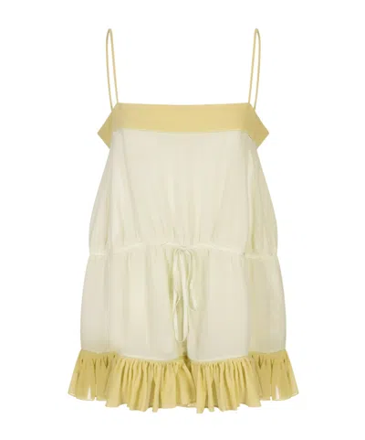 Chloé Ruffled Spaghetti Strap Dress In Brown
