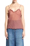 Chloé Lingerie Tulle Ruffle-trim Silk Camisole In Pink