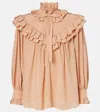 Chloé Sand Brown Oversized Ruffle Top In Neutral