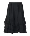 Chloé Short À Volants Superposés En Crêpe De Chine Femme Noir Taille 36 100% Soie In Black