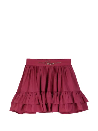Chloé Kids' Ruffled Tiered Skirt In Burgundy