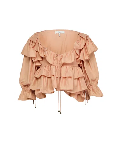 Chloé Ruffled Top In Nude