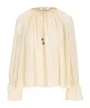 Chloé Cream White Loose Blouse With Drawstring In Nude