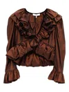 Chloé Ruffled-trimmed Blouse In Brown