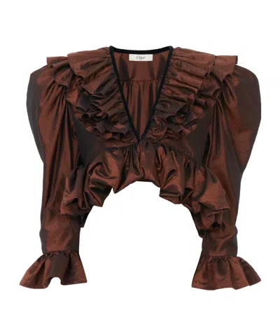 Chloé Ruffled-trimmed Blouse In Brown