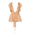 Chloé Beige Top With Gatherings And V Neck