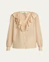 Chloé Silk Shirt With Rouches In Biscuit Pink