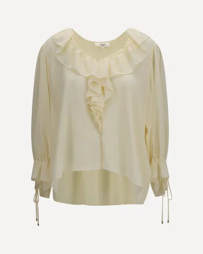 Chloé Ruffled V-neck Shirt In Neutral