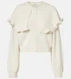 Chloé Cropped Ruffled Pointelle-knit Wool And Cashmere-blend Cardigan In White