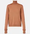 Chloé Ruffled Wool Turtleneck Sweater In Brown
