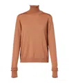 Chloé Ruffled Wool Turtleneck Sweater In Brown