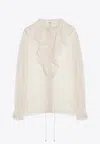 Chloé Lace-trimmed Ruffled Silk Blouse In White