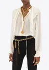 Chloé Lace-trimmed Ruffled Silk Blouse In White
