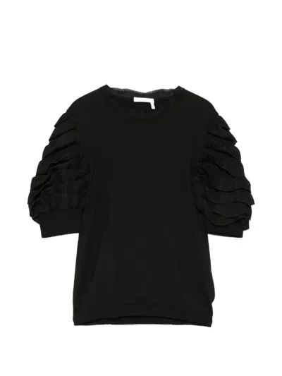 Chloé Ruffled-sleeve Blouse In Black