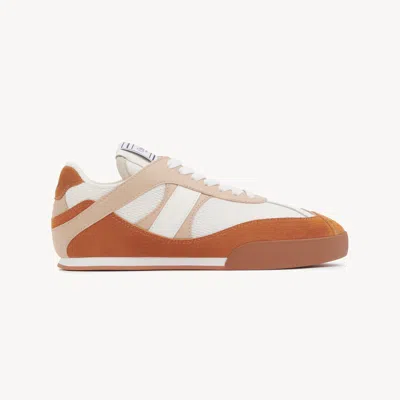 Chloé Kick Leather And Suede-trimmed Mesh Sneakers In Brown