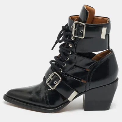 Pre-owned Chloé Rylee Size 37 Black Leather Ankle Length Boots