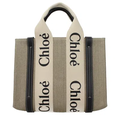 Chloé 女装s 木质面料手提包米色/黑色 In Brown