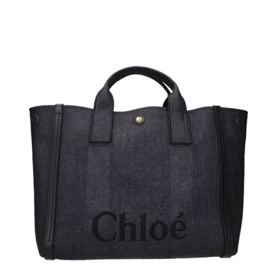 Chloé Chloè Carry Black Tote Bag With Logo