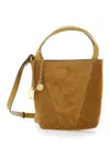 Chloé Spin Embellished Leather-trimmed Suede Tote