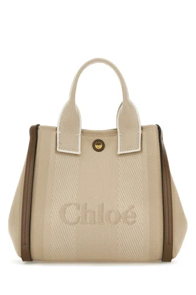 Chloé Chloe Women Multicolor Canvas Small Chloe Carry Shopping Bag In Cream