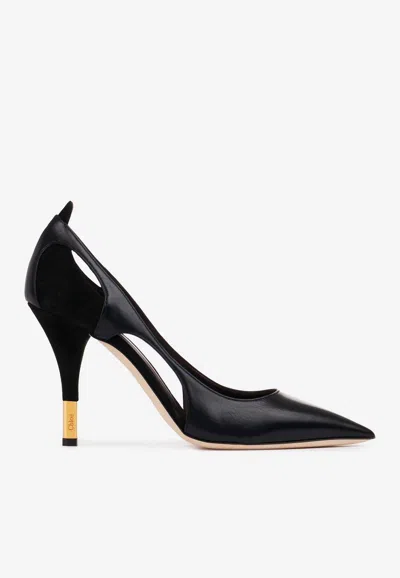 CHLOÉ SAADA 95 LEATHER AND SUEDE PUMPS