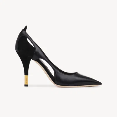 CHLOÉ SAADA HIGH HEELS BLACK SIZE 7 100% BOVINE LEATHER
