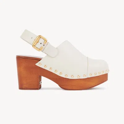 Chloé Jeannette Leather Slingback Platform Clogs In Eggshell