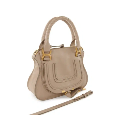 Chloé Sac À Main Marcie En Cuir In Beige