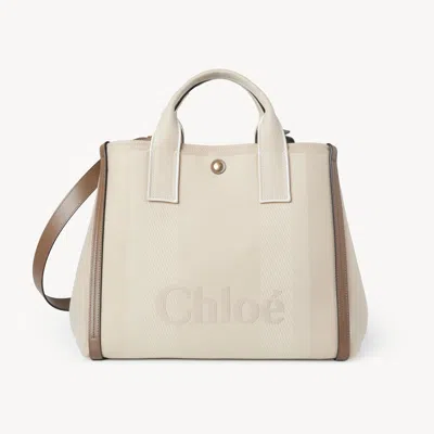 Chloé Sac Cabas  Carry En Toile Femme Beige Taille Onesize 91% Coton, 6% Polyester, 3% Fibres Textile