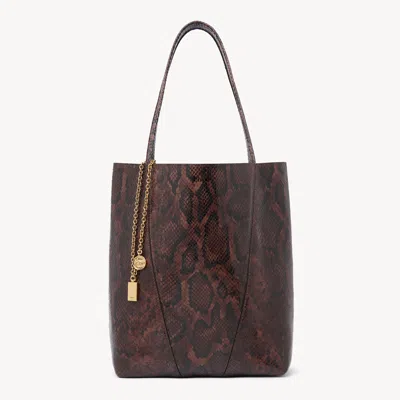 Chloé Sac Cabas  Spin En Cuir Effet Python Femme Brun Taille Onesize 100% Soie In Brown